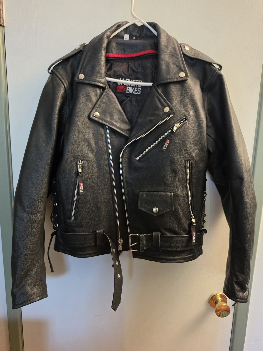 Jackets 4 BIKES Black Leather Biker Jacket - Men's
